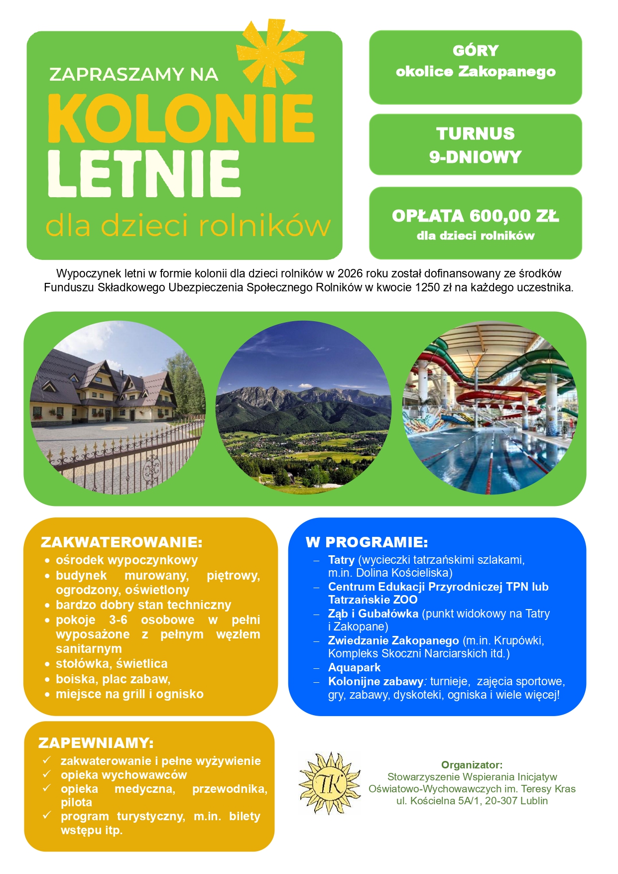Kolonie letnie dla dzieci rolników